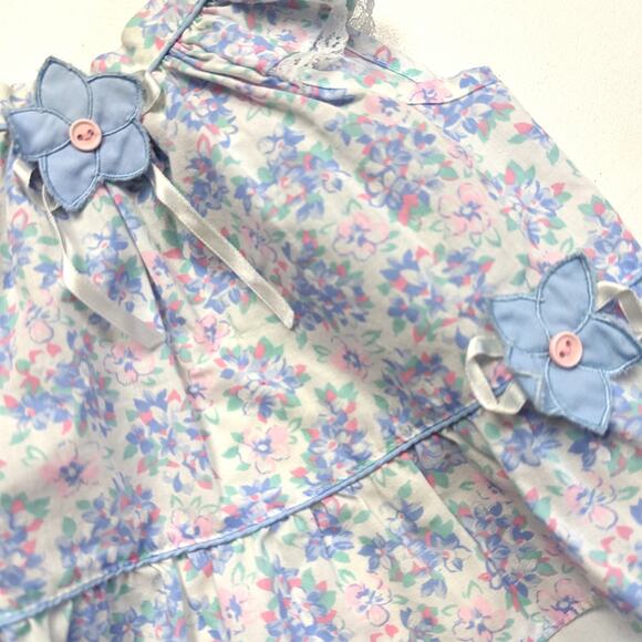 Vintage Allison Ann Outfit Baby Girls Size 6-9m Blue Floral Open Back - Picture 2 of 6